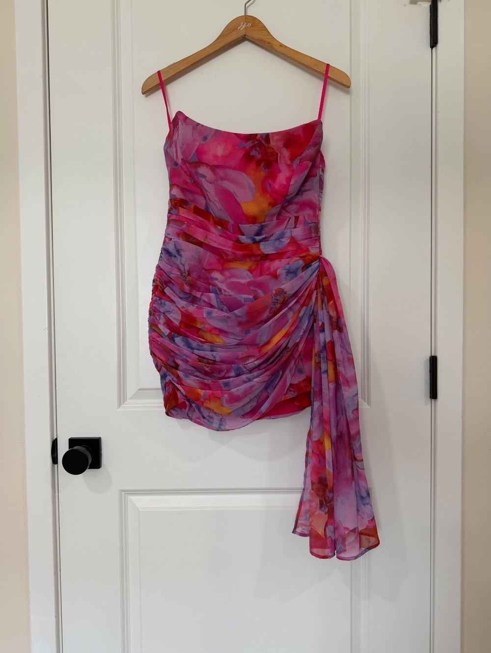 Runaway The Label Pink Floral Ruched Draped Mini Dress Size S new without tags - Picture 2 of 4